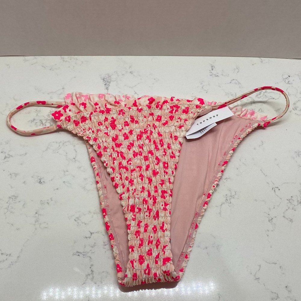 NWT Topshop Floral Smocked Bikini Bottom Swimsuit